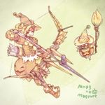  ameiro bow_(weapon) felyne jack-o'-lantern monster_hunter monster_hunter_portable_3rd mosgharl_(armor) pumpkin weapon 