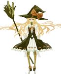  argyle argyle_legwear bad_id bad_pixiv_id blonde_hair bow broom dress green_legwear hat kirisame_marisa makai_no_juumin pantyhose solo touhou witch_hat 