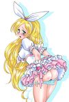  ass blonde_hair blush breasts character_request cure_rhythm dildo dildo_under_panties dress earring earrings erect_nipples green_eyes jewelry long_hair minamino_kanade open_mouth panties panty_pull precure pussy_juice side_boob sideboob striped striped_panties suite_precure sweat thighs tongue underwear 