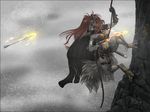  action arrow bottomless canine cliff climbing female fire_arrow phillipp_peteranderl rope silber snout solo uhoh wallpaper warrior wolf 