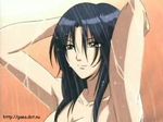  arm armpits arms bare_shoulders bath blue_hair breasts cleavage female green_eyes hand_behind_head long_hair marone_bluecarno nude shower shower_scene smile solo tales_of_(series) tales_of_eternia water wet wet_hair 