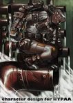  bad_id bad_pixiv_id bodysuit circular_saw copyright_request cyberpunk exoskeleton fenris mecha pipes power_suit science_fiction sewer solo squatting 