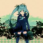  aqua_eyes aqua_hair bad_id bad_pixiv_id birdcage cage hatsune_miku long_hair machida_natsume skirt solo tears thighhighs twintails vocaloid zettai_ryouiki 