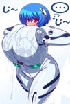  ayanami_rei blush breasts cleavage curvy formal gigantic_breasts hips huge_breasts lion's neon_genesis_evangelion pixiv_thumbnail raion-san resized suit wet wide_hips 