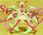  blush demon_girl double_gold_lacytanga gun horns panty_&amp;_stocking_with_garterbelt red_skin scanty scanty_(psg) smile weapon 