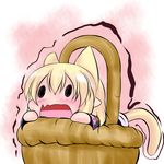  animal_ears basket blonde_hair cat_ears cat_tail chibi extra_ears hoshizuki_(seigetsu) kemonomimi_mode mizuhashi_parsee open_mouth puru-see solo tail touhou trembling 