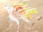  anbivarens bad_id bad_pixiv_id beige_background bodypaint fire flame fur no_humans ookami_(game) orb simple_background solo standing 