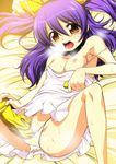  bow breasts breath brown_eyes censored hair_bow long_hair masturbation nipples onija_tarou open_mouth original panties panty_pull pubic_hair purple_hair pussy_juice small_breasts solo spread_legs strap_slip twintails underwear vibrator wet wet_clothes wet_panties 