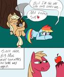  &lt;3 apple applejack_(mlp) big_macintosh_(mlp) blush cigar comic dialog english_text equine female feral friendship_is_magic fruit green_eyes hat horse mammal my_little_pony pony rainbow_dash_(mlp) red_eyes smoking text unknown_artist 