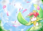  flower flower_petal lilligant nintendo no_humans petal petals plant_girl pokemon red_eyes solo 