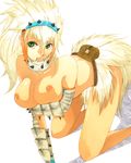  arm_support armor barioth barioth_(armor) breasts capcom fanny_pack green_eyes monster_hunter monster_hunter_3 monster_hunter_portable_3rd white_hair 