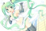  alternate_costume amamine bad_id bad_pixiv_id blush elbow_gloves gloves hair_ribbon hatsune_miku kneeling long_hair ribbon skirt solo thighhighs twintails very_long_hair vocaloid wings zettai_ryouiki 