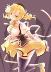  blonde_hair drill_hair hat mahou_shoujo_madoka_magica rie_(reverie) smile solo tears thighhighs tomoe_mami yellow_eyes 