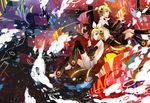  1girl arm_warmers bad_id bad_pixiv_id blonde_hair blue_eyes brother_and_sister detached_sleeves hair_ornament hair_ribbon hairclip headphones kagamine_len kagamine_len_(append) kagamine_rin kagamine_rin_(append) leg_warmers nyki ribbon short_hair shorts siblings twins vocaloid vocaloid_append 