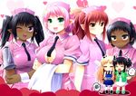  6+girls 6girls astarotte_ygvar blush breasts burse character_request cleavage criet_tredis dark_skin elfleda_mirjasdottir horns lotte_no_omocha! multiple_girls nurse pointy_ears smile wink 