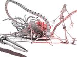  3d bone deino maeda_koutarou mecha red_eyes sentinel_(the_matrix) simple_background skeleton tentacle the_matrix 