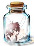  against_glass angry ass barefoot blush bottle breasts brown_hair chibi cleavage earrings face fairy feet glowing hands in_bottle in_container jar jewelry legs long_hair meme nude pointy_ears red_eyes small_breasts solo the_legend_of_zelda wings 