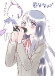  blue_hair blush cologne_(heartcatch_precure!) eating ehoumaki food glasses heartcatch_precure! long_hair makizushi myoudou_gakuen_high_school_uniform oimo precure school_uniform setsubun sexually_suggestive solo sushi translation_request tsukikage_yuri 