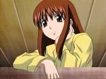  arm_support bed brown_eyes brown_hair ceiling chin_rest doi_shizuha female long_hair looking_down pajamas sleepy solo stratos_4 