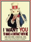  hat i_want_you kyubey lord_(tvtropes) mahou_shoujo_madoka_magica make_a_contract no_humans parody pointing poster propaganda red_eyes solo spoilers text_focus top_hat uncle_sam 