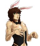  1boy animal_ears bunny_ears bunnyboy corset crossdress crossdressing male male_focus solo white_background 