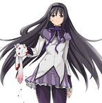  akemi_homura black_hair blood blood_on_face bloody_clothes censored hairband kyubey long_hair magical_girl mahou_shoujo_madoka_magica pantyhose purple_eyes purple_legwear purple_skirt severed_head skirt tetsu_(kimuchi) 