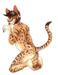  anthro back_turned balls butt feline from_behind hindpaw kneeling looking_at_viewer male mammal maza_rau nude pawpads paws plain_background presenting presenting_hindquarters raised_tail redrevolution savannah_cat serval soles solo tail teasing toes tongue white_background 