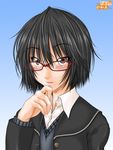  amagami aoi_chihiro bespectacled black_hair brown_eyes glasses nanasaki_ai school_uniform short_hair solo 