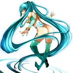  absurdly_long_hair angel_wings aqua_eyes aqua_hair aqua_nails ass back back_tattoo bangs blush boots breasts detached_sleeves eiji_(eiji) fingernails from_behind full_body green_footwear hair_between_eyes hatsune_miku leg_tattoo long_fingernails long_hair looking_back medium_breasts mini_wings nail_polish nude outstretched_arms parted_lips profile sideboob solo tattoo thigh_boots thighhighs twintails very_long_hair vocaloid white_background wing_tattoo wings 