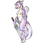  crystal_ball dragon female nude pat_kelley scalie solo sword weapon 