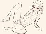  barefoot blush cameltoe copyright_request cum feet flat_chest monochrome one-piece_swimsuit school_swimsuit shimano_natsume short_twintails sketch solo spread_legs swimsuit twintails 