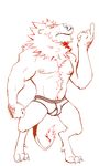  bulge feline line_art lion lutefisk male mammal muscles nipples plain_background pose solo tail underwear white_background 