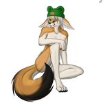 canine female fennec fox hat mammal nude plain_background slowfag solo white_background 
