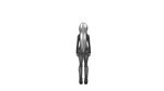  caffein cyber_diver_(vocaloid) from_behind greyscale long_hair long_sleeves monochrome pants solo sweater vocaloid voyakiloid yowane_haku 