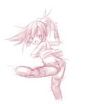  bad_id bad_pixiv_id buruma cilfy fingerless_gloves gloves kicking monochrome phantasy_star phantasy_star_portable_2 phantasy_star_universe ponytail sketch solo thighhighs 