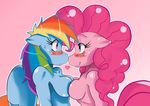  anthro anthrofied blue_body blue_eyes blush breast_squish breasts duo equine female friendship_is_magic hair horse lesbian long_hair mammal multi-colored_hair my_little_pony pegasus pink pink_background pink_body pink_hair pinkie_pie_(mlp) plain_background playful pony purple_eyes rainbow_dash_(mlp) rainbow_hair side_boob smile sssonic2 wings 