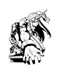  greened greyscale highres horn hoshiguma_yuugi monochrome muscle solo touhou 