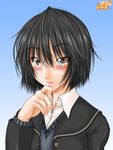  amagami aoi_chihiro black_hair brown_eyes nanasaki_ai school_uniform short_hair solo 