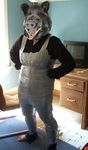  barefoot boar female fursuit human louvelex mask overalls photo porcine pose real shopped solo tusks what what_has_science_done 