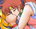  2girls 4bpp bishoujo_senshi_sailor_moon eyes_closed french_kiss kino_makoto kiss kissing multiple_girls sailor_jupiter sailor_moon tsukino_usagi yuri 