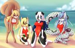  avian beach big_breasts bird blonde_hair blue_eyes blue_hair border_collie breasts canine clothed clothing darkduck64 dog duck feline female group hair janice lifeguard mammal one-piece_swimsuit rodent seaside skimpy spazzykoneko squirrel swimsuit water white_hair 