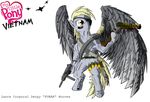  anthro anthrofied awesome blonde_hair blood bullets derpy_hooves_(mlp) equine facial_mark female friendship_is_magic fur grenade_launcher grey_fur gun hair knife m3a1 m79_grenade_launcher mammal my_little_pony pegasus plain_background ranged_weapon tattoo unknown_artist vietnam weapon what_has_science_done white_background wings yellow_eyes 