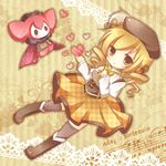  bad_id bad_pixiv_id black_legwear blonde_hair boots brown_eyes chibi doll drill_hair hand_on_own_chest hat heart kureha_goya magical_girl mahou_shoujo_madoka_magica musical_note solo thighhighs tomoe_mami twin_drills twintails zettai_ryouiki 