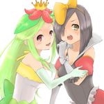  bad_id bad_pixiv_id bisharp black_hair crown dress flower gen_5_pokemon gloves green_hair lilligant multiple_girls personification pokemon pokemon_(game) pokemon_bw red_eyes ribbon toyosaka yellow_eyes 