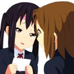  bad_id bad_pixiv_id bandaid bandaid_on_forehead black_hair brown_eyes brown_hair hirasawa_yui k-on! kaiman long_hair multiple_girls nakano_azusa official_style red_eyes school_uniform short_hair tears twintails upper_body 