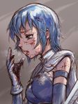  blood blue_eyes blue_hair cape close-up cuts face gloves injury lips magical_girl mahou_shoujo_madoka_magica md5_mismatch miki_sayaka profile short_hair sketch solo tears upper_body white_gloves yoshikawa_kazunori 