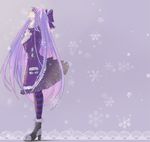  blue_hair bow coat fur_trim gothic_lolita hair_bow hands_clasped justonlooker lolita_fashion long_hair multicolored_hair own_hands_together panty_&amp;_stocking_with_garterbelt pink_hair purple_hair snow solo stocking_(psg) striped striped_legwear thighhighs two-tone_hair very_long_hair winter_clothes 