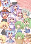  :&lt; :3 :d :p ^_^ animal animal_on_head apron arms_behind_back ascot bird bird_on_head blonde_hair blue_eyes blue_hair blush_stickers bow bucket bucket_on_head cherry_blossoms chibi cirno closed_eyes daiyousei detached_sleeves dress eyes fairy_wings fang food frills frog fruit green_eyes green_hair hair_bobbles hair_bow hair_ornament hair_ribbon hairband hat heart heterochromia hinanawi_tenshi karakasa_obake kisume kochiya_sanae komeiji_koishi komeiji_satori kousa_(black_tea) letty_whiterock long_hair looking_up mizuhashi_parsee moriya_suwako multiple_girls mystia_lorelei mystia_lorelei_(bird) nagae_iku no_eyes no_hat no_headwear no_wings o_o object_on_head on_head open_mouth peach pink_hair pointing pose purple_eyes purple_hair pyonta red_eyes ribbon rumia side_ponytail sitting skirt smile sun_hat sweatdrop tatara_kogasa third_eye tongue tongue_out touhou tree umbrella upside-down v-shaped_eyebrows waist_apron wavy_mouth wings 