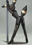  ass back bodysuit cosplay costume dachaku fursuit high_heels latex mask pokemon pole red_eyes shoes solo tail umbreon 