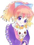  :3 bad_id bad_pixiv_id blonde_hair bow brown_eyes creature crossover fushigi_mahou_fun_fun_pharmacy hair_ribbon happy heartcatch_precure! hug mascot multicolored_hair namesake open_mouth pink_hair ponytail popuri_(fushigi_mahou_fun_fun_pharmacy) potpourri_(heartcatch_precure!) precure purple_eyes ribbon shirt short_hair sidelocks smile solo uzuki_aki 